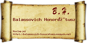 Balassovich Honorátusz névjegykártya